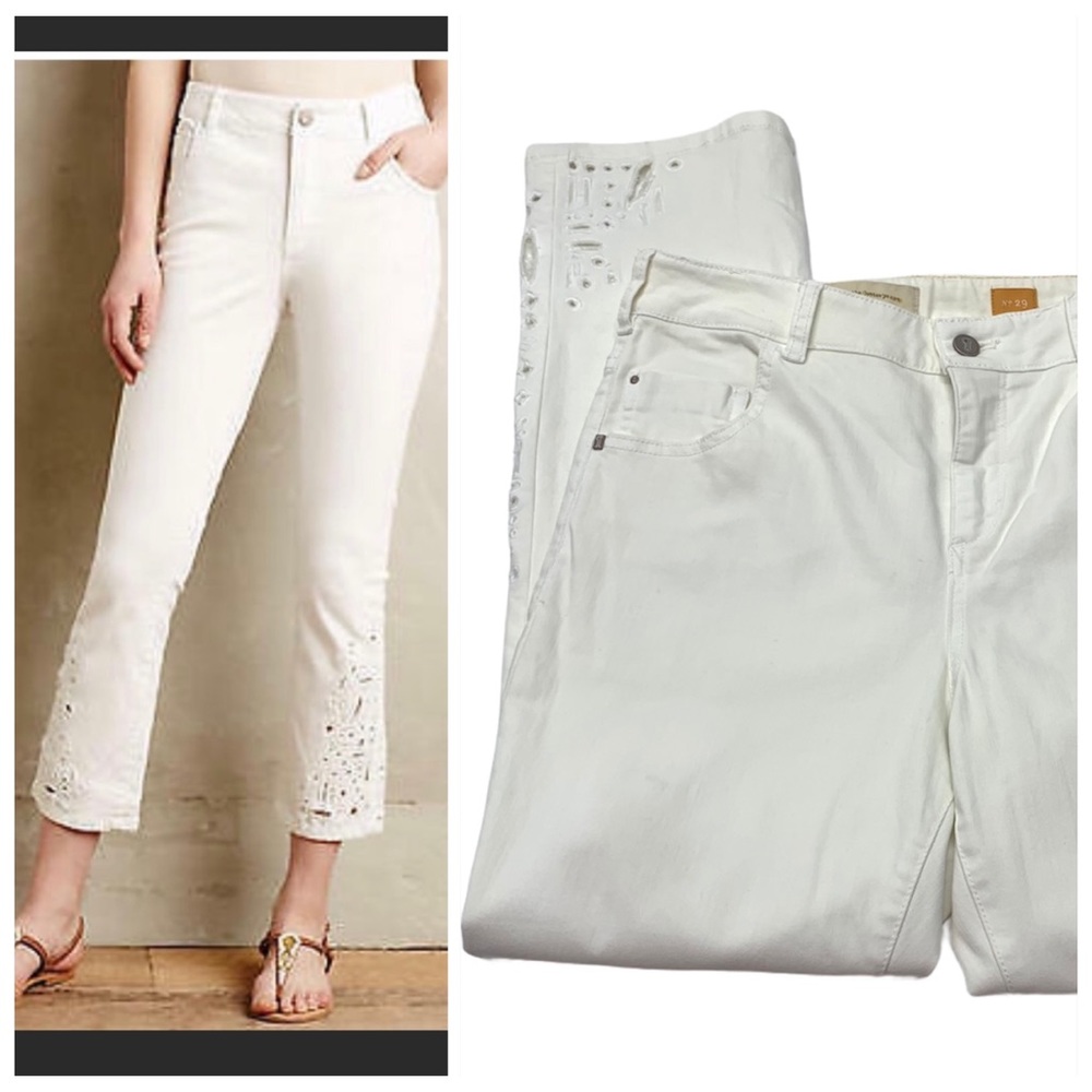 ❤️ Anthro Pilcro Eyelet Lace Hemmed Pants